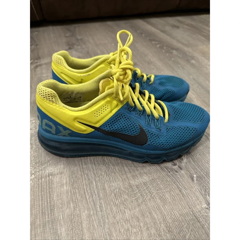 Nike Air Max 2013 Women's Size 8.5 Running Shoes Teal Yellow